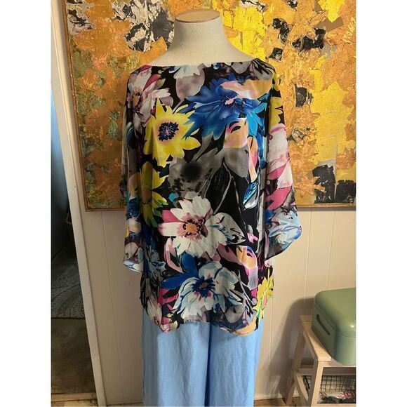 Dana Kay Flutter Sleeve Floral Tunic Size 18W - Picture 1 of 7